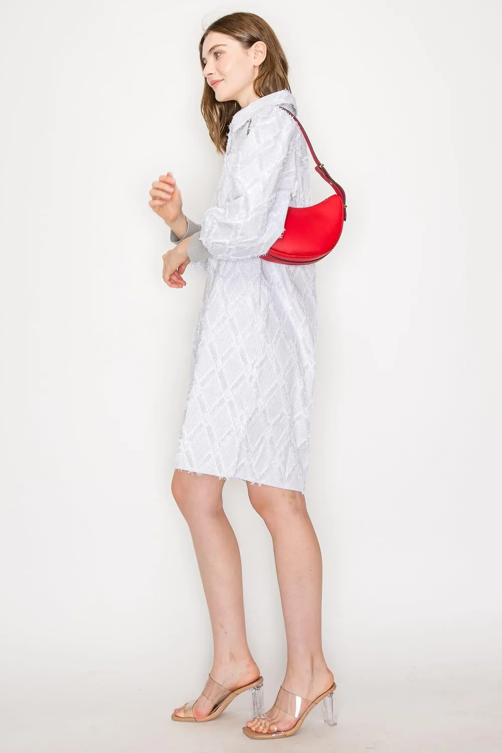 Small Crescent Smooth Faux Leather Underarm Shoulder Bag
