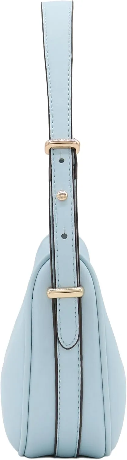 Small Crescent Smooth Faux Leather Underarm Shoulder Bag