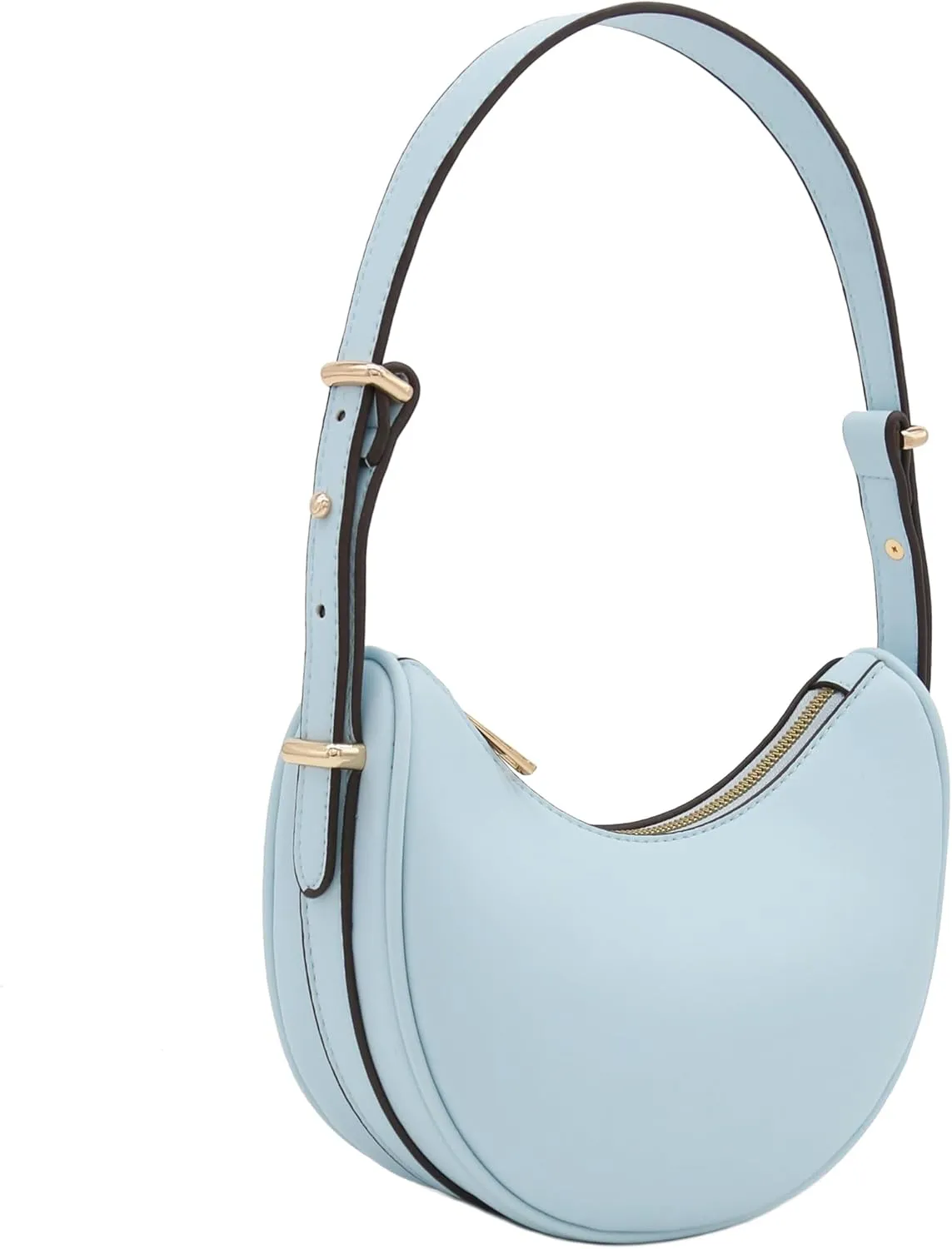 Small Crescent Smooth Faux Leather Underarm Shoulder Bag
