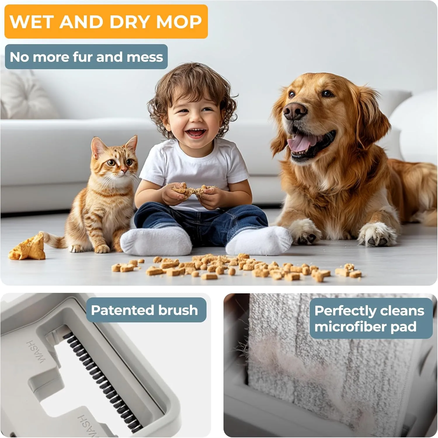 Small Hardwood Floor Mop and Bucket Set, Mops for Floor Cleaning, Microfiber Mop and Bucket System for Home, Flat Squeeze Mop Bucket, Apartment Essentials, Cleaning Supplies, Wall Mop