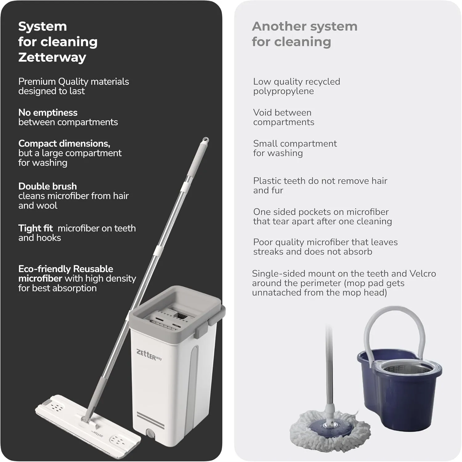Small Hardwood Floor Mop and Bucket Set, Mops for Floor Cleaning, Microfiber Mop and Bucket System for Home, Flat Squeeze Mop Bucket, Apartment Essentials, Cleaning Supplies, Wall Mop