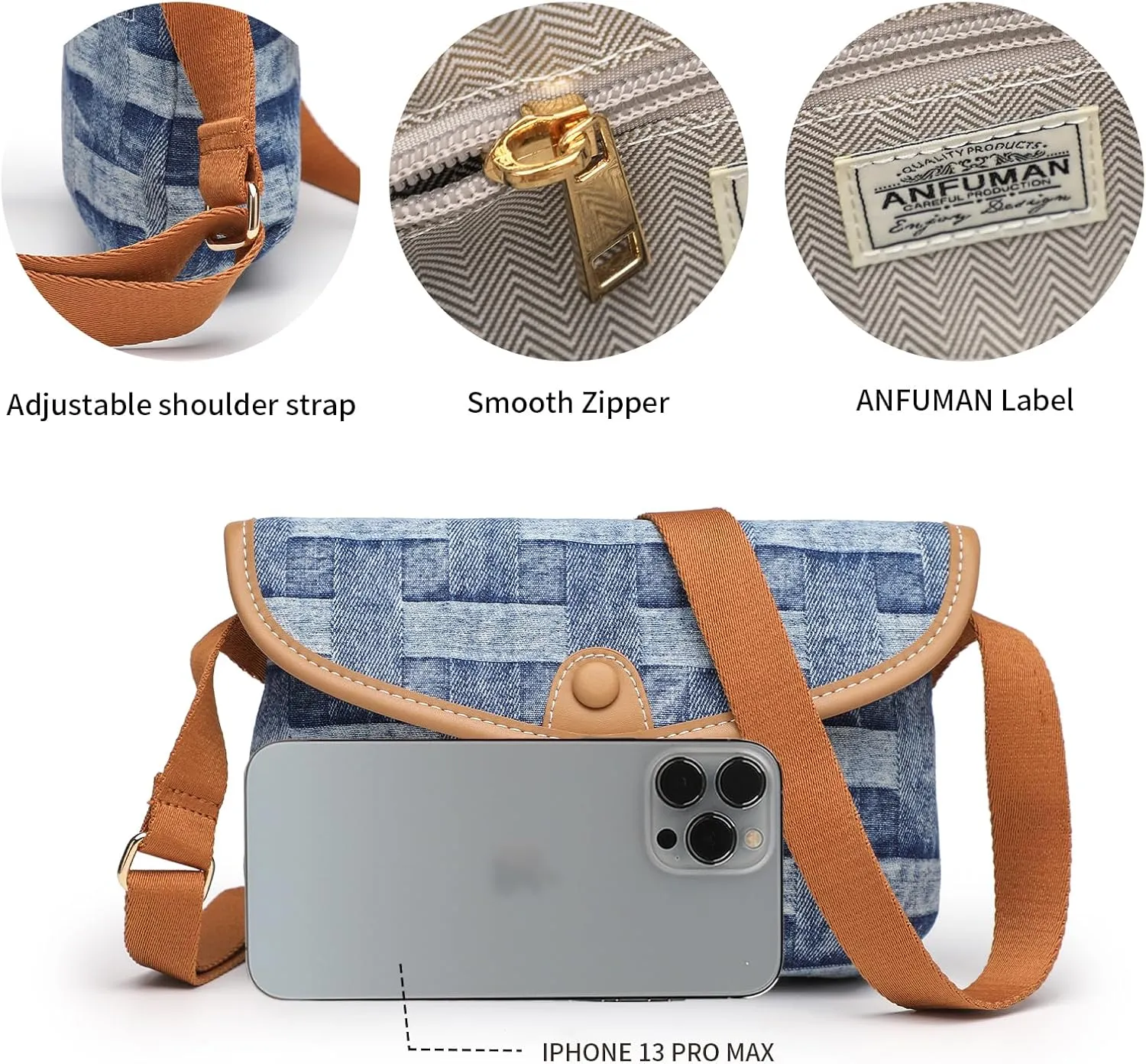 Small Jean Denim Crossbody Purses Bags for Women Crossbody Trendy Design Shoulder Purse Messenger Bags