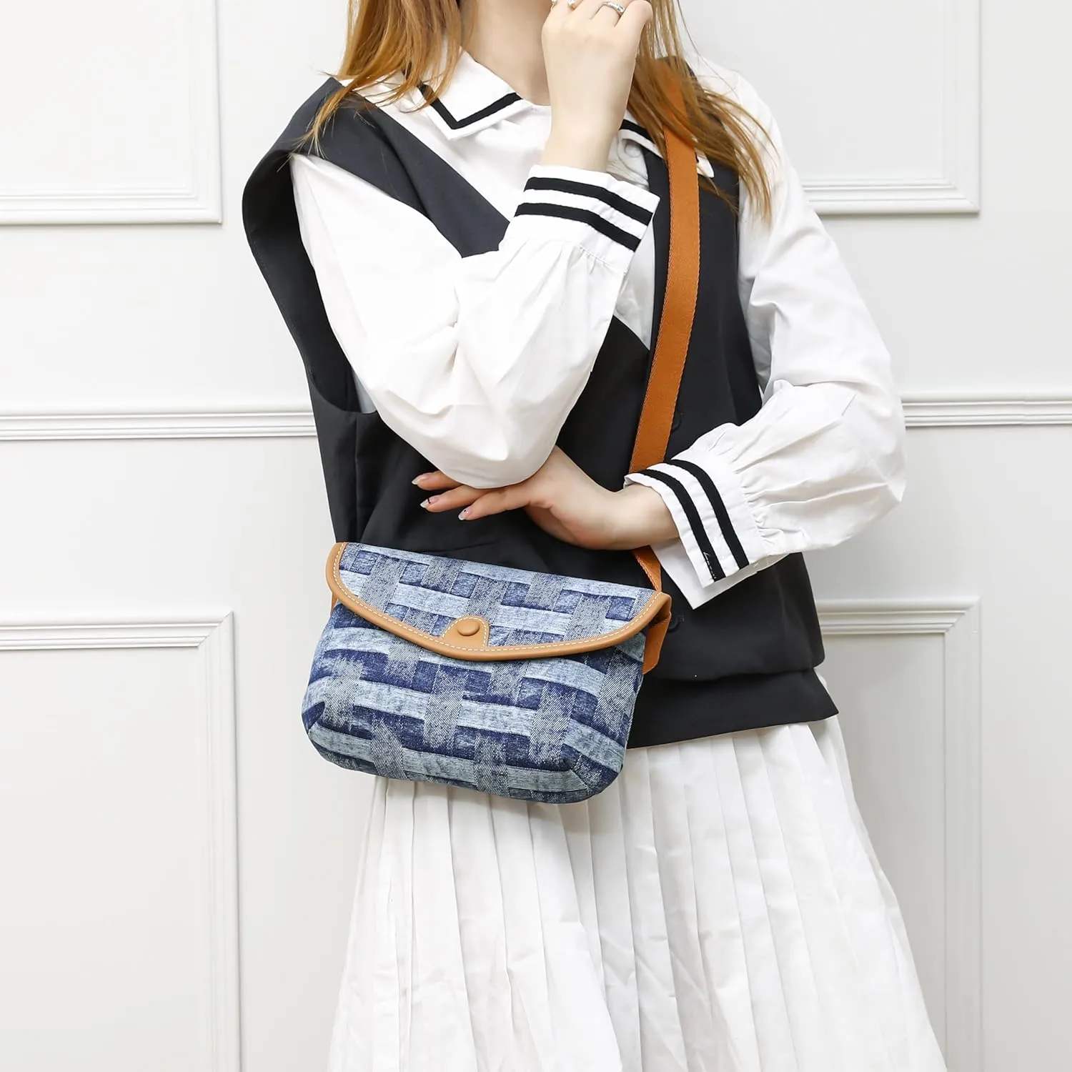 Small Jean Denim Crossbody Purses Bags for Women Crossbody Trendy Design Shoulder Purse Messenger Bags
