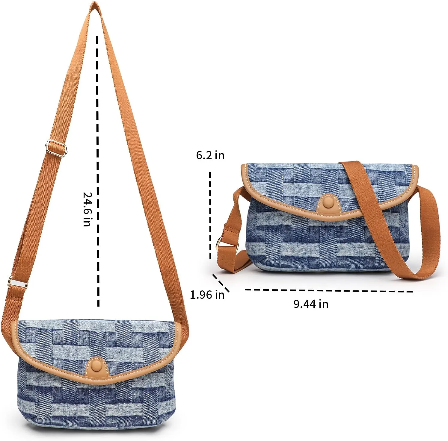 Small Jean Denim Crossbody Purses Bags for Women Crossbody Trendy Design Shoulder Purse Messenger Bags
