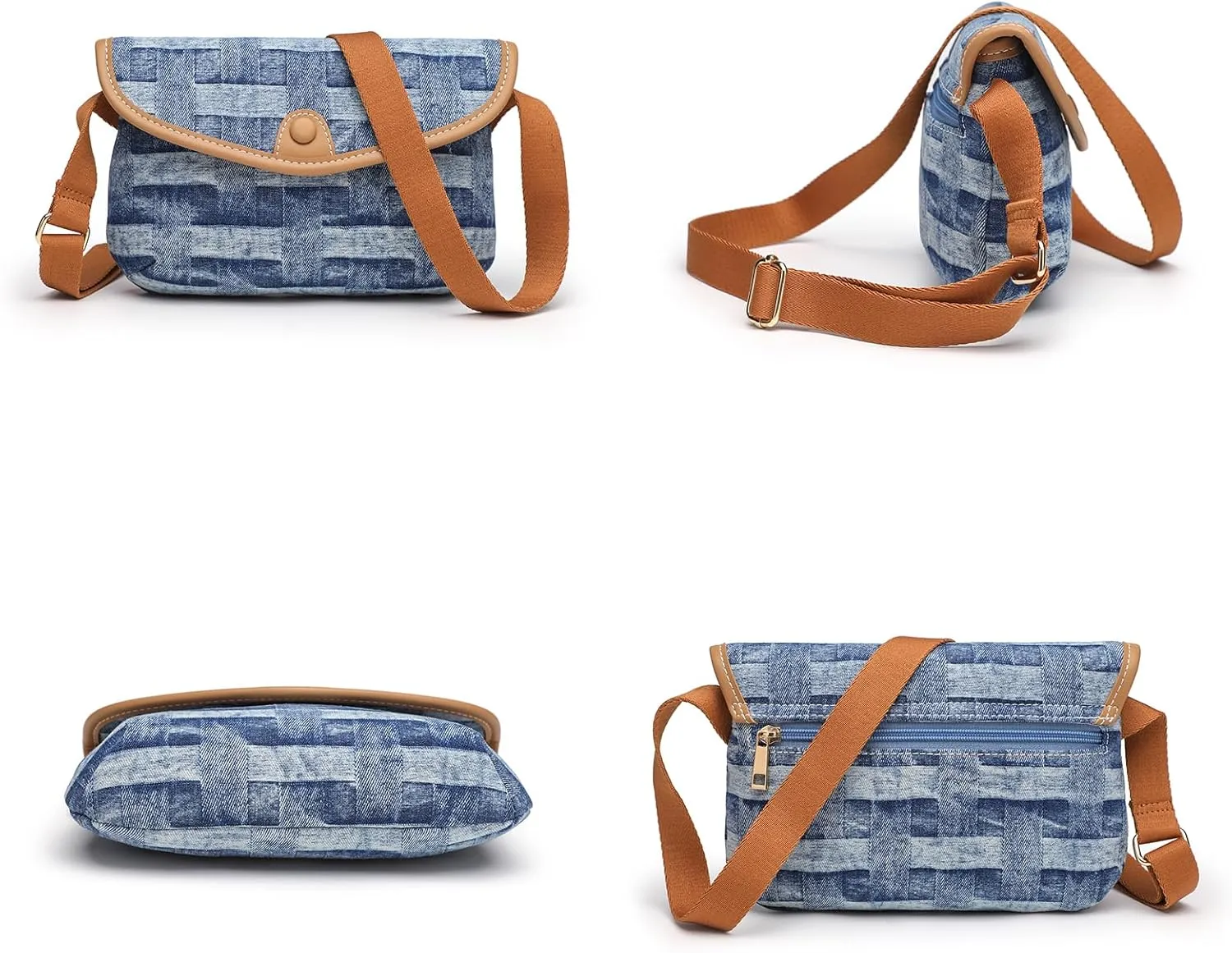 Small Jean Denim Crossbody Purses Bags for Women Crossbody Trendy Design Shoulder Purse Messenger Bags