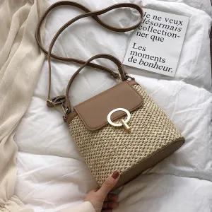 Small Straw Bucket Bags For Women 2020 Summer Crossbody Bags Lady Travel Purses and Handbags Female Shoulder Simple Bag