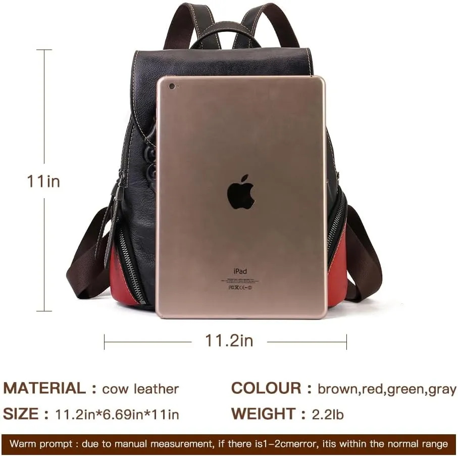 Small Travel backpack purse for women Genuine Leather Anti Theft Backpack with USB Charging Port Fashion Vintage Embossed Totem Backpacks Navy
