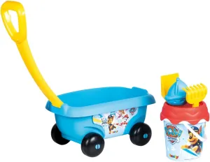 Smoby - PAW PATROL Chariot de plage garni : sceau   tamis   râteau   pelle   moule a sable
