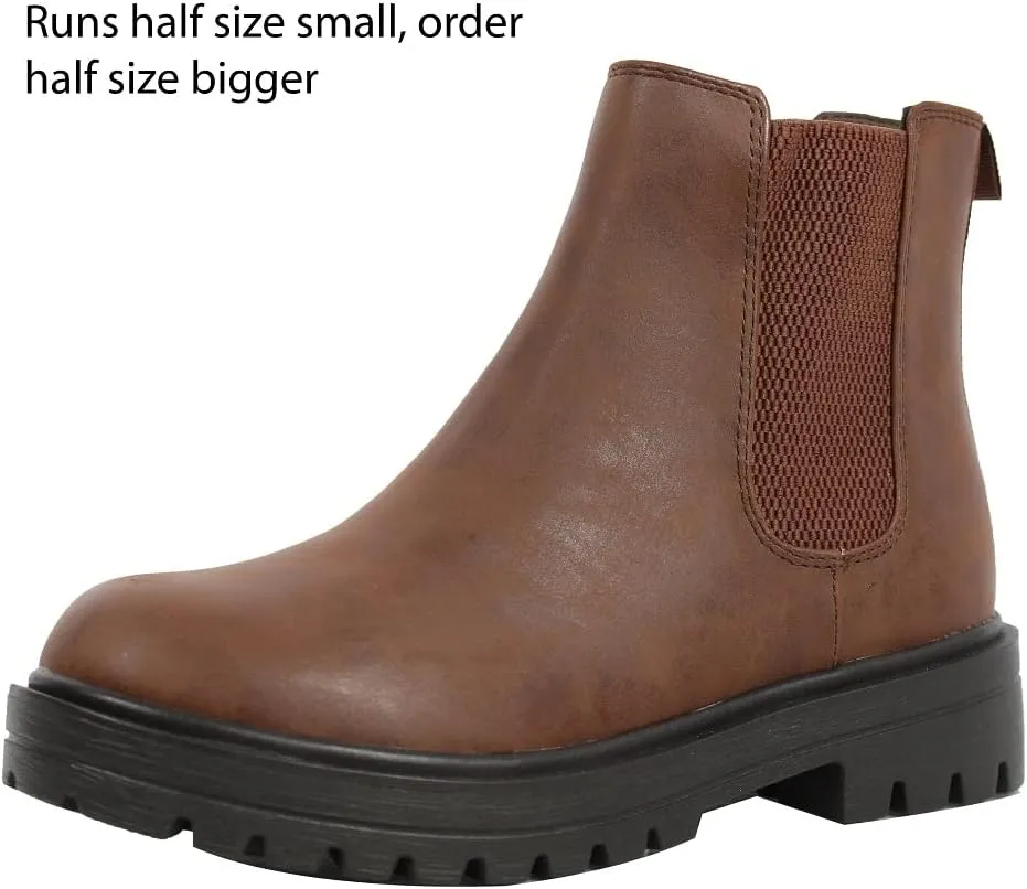 Soda Women's Faux Leather Round Toe Chelsea High Top Platform Ankle Boot
