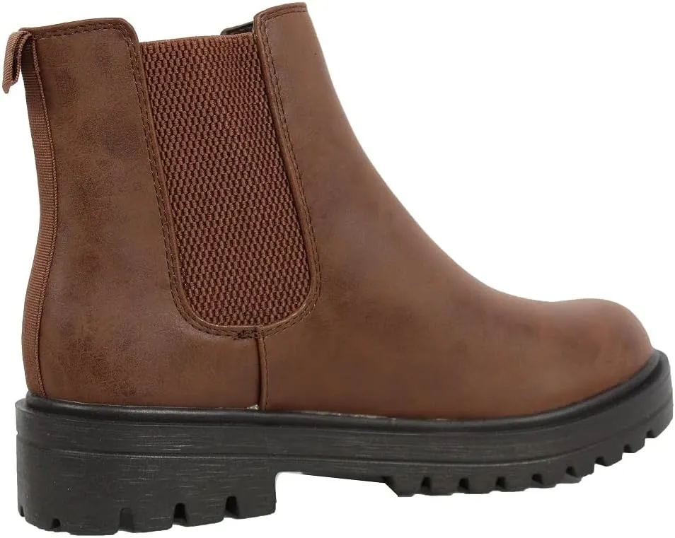 Soda Women's Faux Leather Round Toe Chelsea High Top Platform Ankle Boot