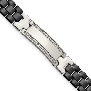 Solid Stainless Steel/Ceramic 1/4ct tw. Diamond 8.75in Bracelet 8.25"