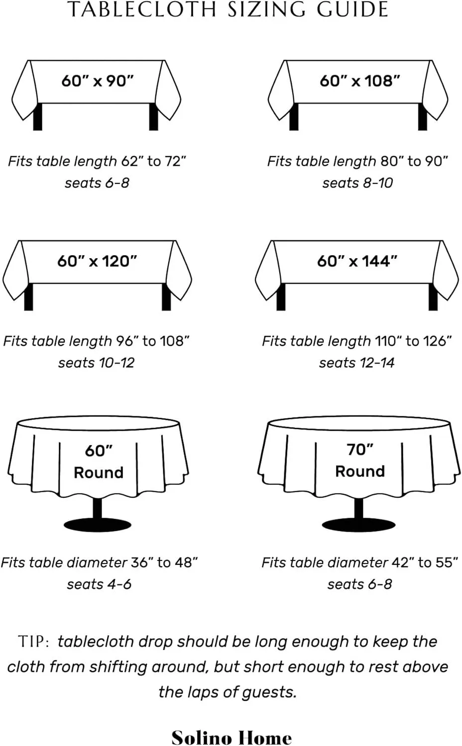 Solino Home Black Linen Tablecloth 60 x 90 Inch - 100% Pure Linen Hemstitch Table Cloth for Rectangle Tables - Classic Hemstitch, Machine Washable Tablecloth for Spring, Summer