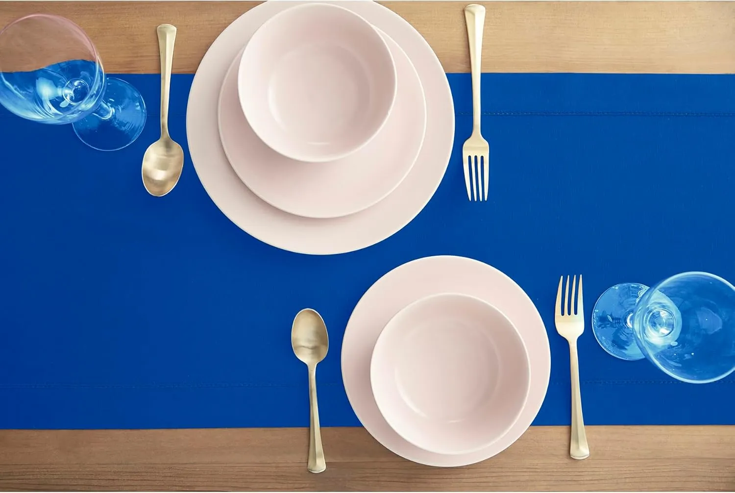 Solino Home Blue Hemstitch Table Runner 36 Inches - Cotton Linen Small Table Runner 14 x 36 Inch Ideal for Dresser and Coffee Tables - Spring, 4th of July, Memorial Day, Father's Day, Summer