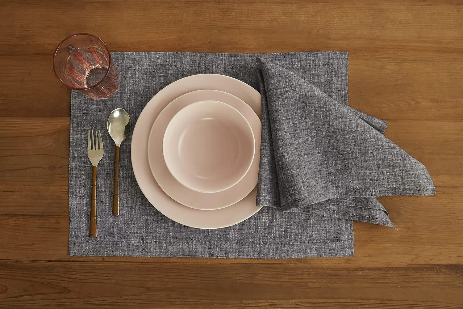 Solino Home Cloth Napkins Set of 4-100% Pure Linen Chambray Black Dinner Napkins 20 x 20 Inch for Spring, Summer - Athena, Handcrafted and Machine Washable