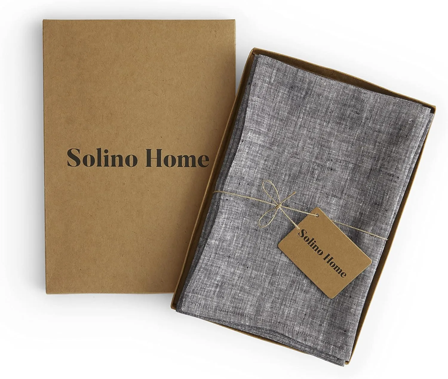 Solino Home Cloth Napkins Set of 4-100% Pure Linen Chambray Black Dinner Napkins 20 x 20 Inch for Spring, Summer - Athena, Handcrafted and Machine Washable