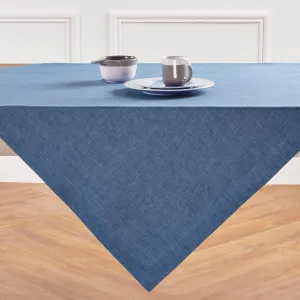 Solino Home Cloth Tablecloth 52 x 52 Inch - 100% Pure Linen Blue Denim Square Tablecloth - Athena, Machine Washable Table Throw for 4th of July, Memorial Day, Father's Day, Summer