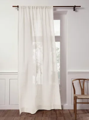 Solino Home Flax Linen Sheer Curtain 45 Inch - European 100% Pure Linen Sheer Ivory Window Treatment Panel 52 x 45 Inch - Light Filtering Rod Pocket Curtain for Living Room, Bedroom