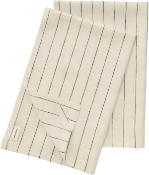 Solino Home Ivory and Black Linen Kitchen Towels Set of 2-100% Pure Linen Pinstripe Kitchen/Tea Towels 17 x 26 Inch - Machine Washable and Handcrafted from European Flax