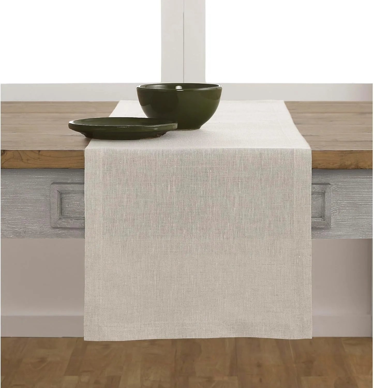 Solino Home Linen Table Runner 36 Inches - 100% Pure Linen Light Natural Table Runner 14 x 36 Inch Ideal for Dresser and Coffee Tables - Spring, Mothers Day, Summer - Athena