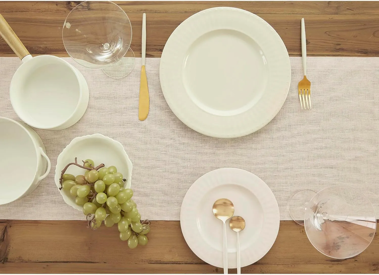 Solino Home Linen Table Runner 36 Inches - 100% Pure Linen Light Natural Table Runner 14 x 36 Inch Ideal for Dresser and Coffee Tables - Spring, Mothers Day, Summer - Athena