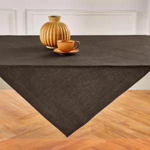 Solino Home Square Tablecloth 52 x 52 Inch - 100% Pure Linen Chambray Brown Table Throw - Athena, Machine Washable Tablecloth