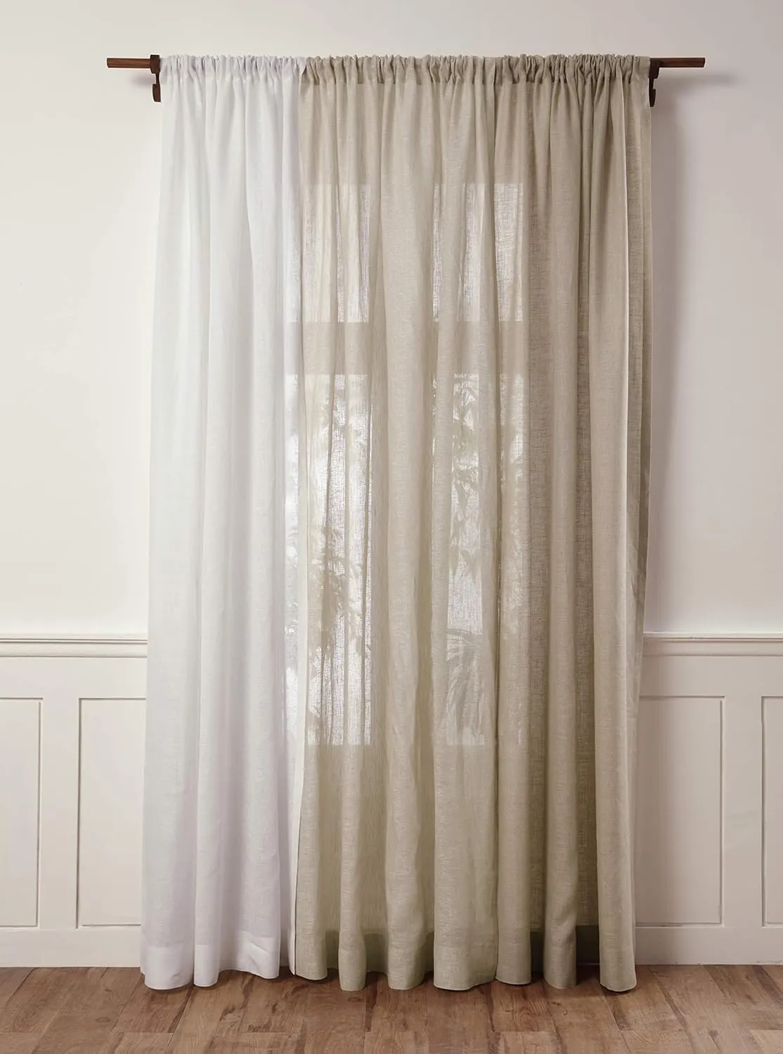 Solino Home White Linen Sheer Curtain 102 Inch - 100% Pure Linen European Flax Window Treatment Panel 52 x 102 Inch - Light Filtering Rod Pocket Curtain for Living Room, Bedroom