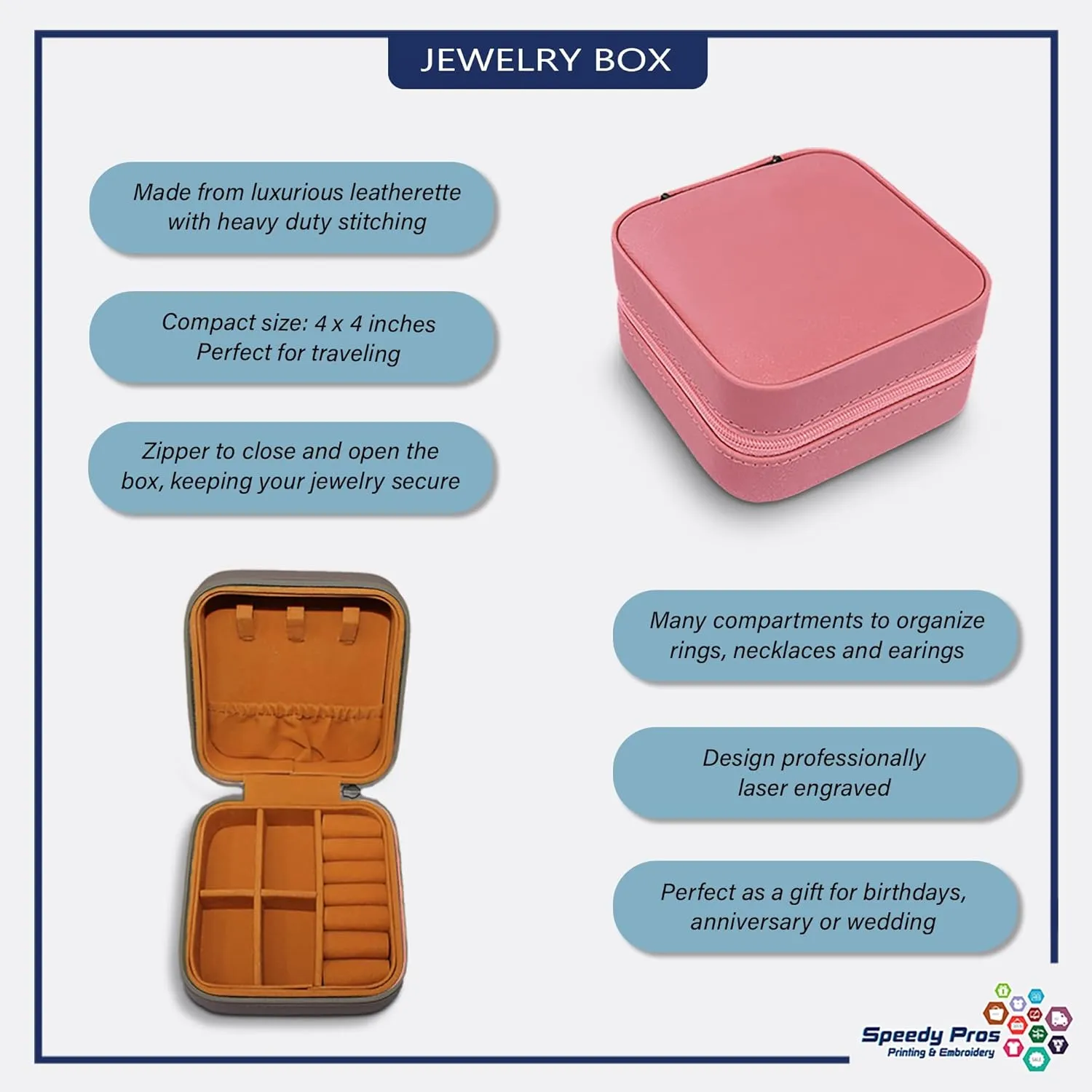 Speedy Pros Engraved Leather Jewelry Box The Way to Heaven Is on Horseback Inspiration & Motivation Travel Earring Case for Women Soft Pink