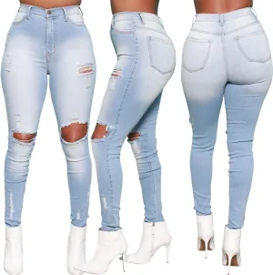SperLucky High Rise Ripped Jeans for Women High Waisted Ripped Hole Distressed Raw Hem Jean Denim Pants