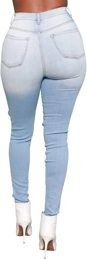 SperLucky High Rise Ripped Jeans for Women High Waisted Ripped Hole Distressed Raw Hem Jean Denim Pants