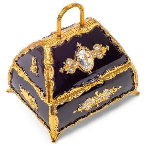 Splendid Black Handbag Shaped Music Box/Jewelry Box Adorned with Swarovski Crystal Components Playing Fur Elise