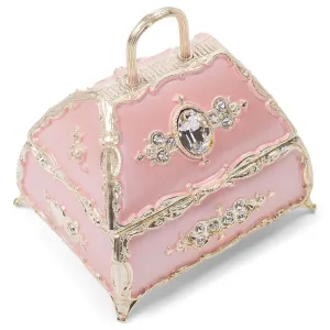 Splendid Pink Handbag Shaped Music Box/Jewelry Box Adorned with Swarovski Crystal Components Playing All I Ask of You from Phantom of the Opera