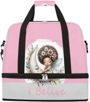 Sports Gym Bag Pink African Girl Large Travel Duffel Bag With Shoe Compartment Foldable Waterproof Carry-On Weekend Travel Bags for Camping Overnight Yoga Hospital Travel Bags