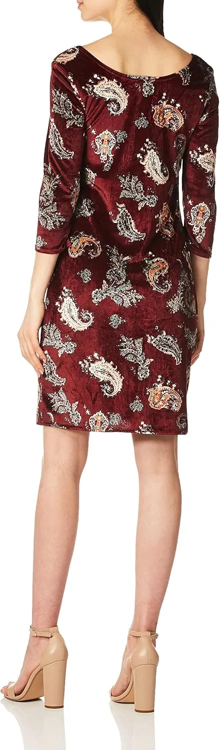 Star Vixen 3/4 SLV Pinch Vfrt Str Velvet Bodycon Dress