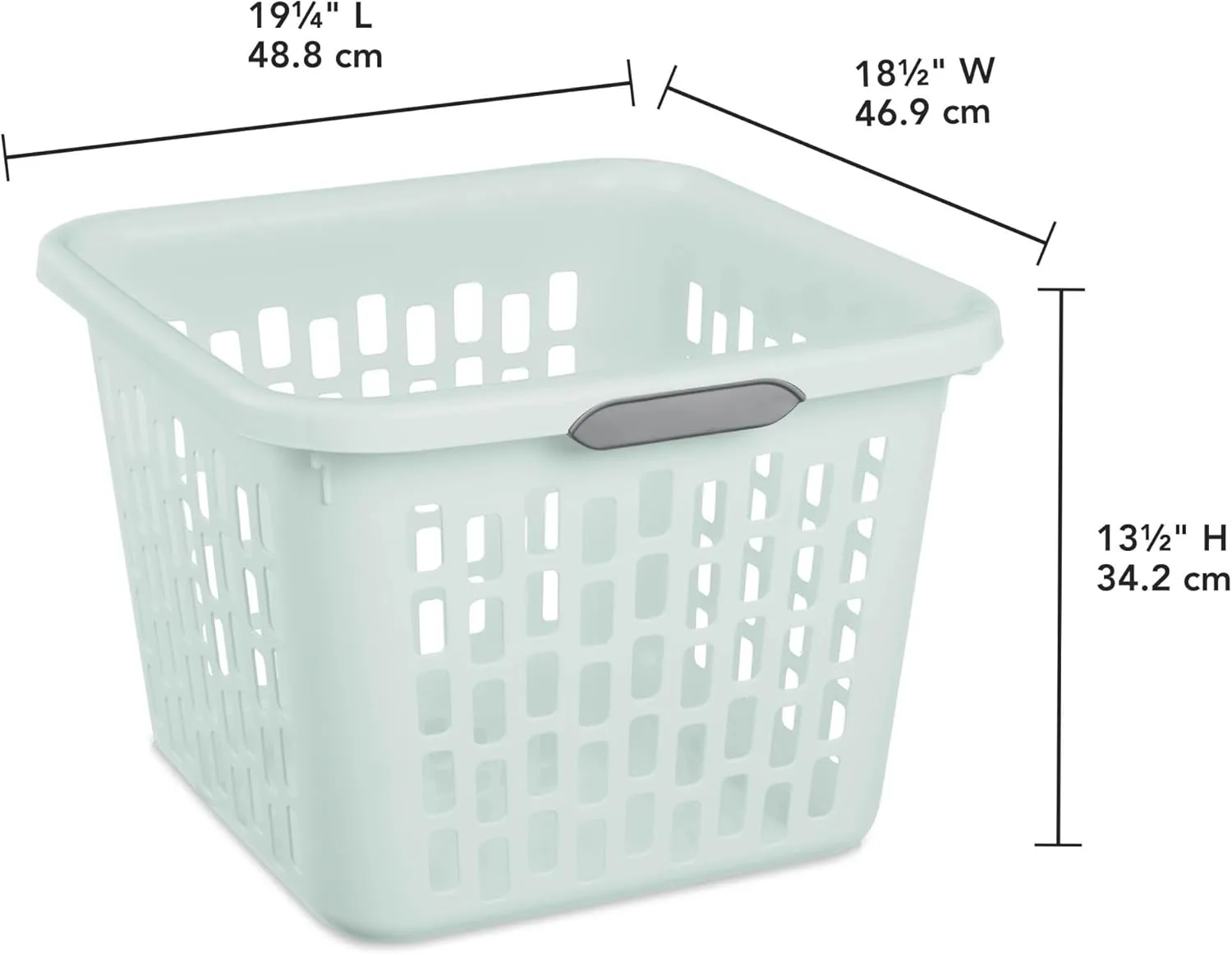 Sterilite Laundry Basket, Plastic Clothes Hamper, Large Square Bin with Comfort Grip Handles and Reinforced Rim, 1.5 Bushel Capacity, Mint, 6 Pack