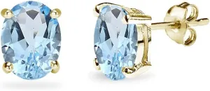 Sterling Silver Blue Topaz Oval-Cut Solitaire Stud Earrings for Women