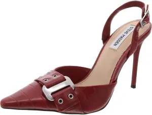 Steve Madden Womens Dillon Buckle Faux Leather Slingback Heels