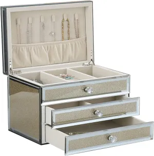 Storage Box Jewelry Organizer Jewelry Box for Women with 2 Drawers Glass Jewelry Case Velvet Jewelry Organizer for Earring Bangle Bracelet Necklace and Rings Storage Jewelry Box