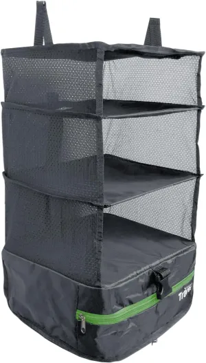 Stow-N-Go Portable Hanging Travel Shelves, Packing Organizer for Luggage. Carry on Closet for Clothes. Expandable Packing Cube. Travel Essentials. (Dark Gray - L, L = (L) 11.8" x (W) 11.8")