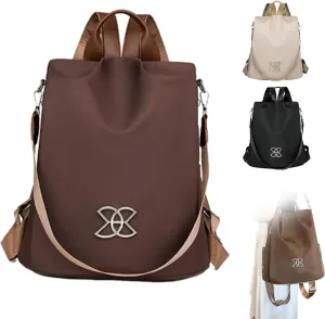 Subscrsidewa Anti-Theft Large Capacity Backpack, Travel Safe Backpack Anti Theft Women, Leisure Shoulder Bag for Women (Brown)