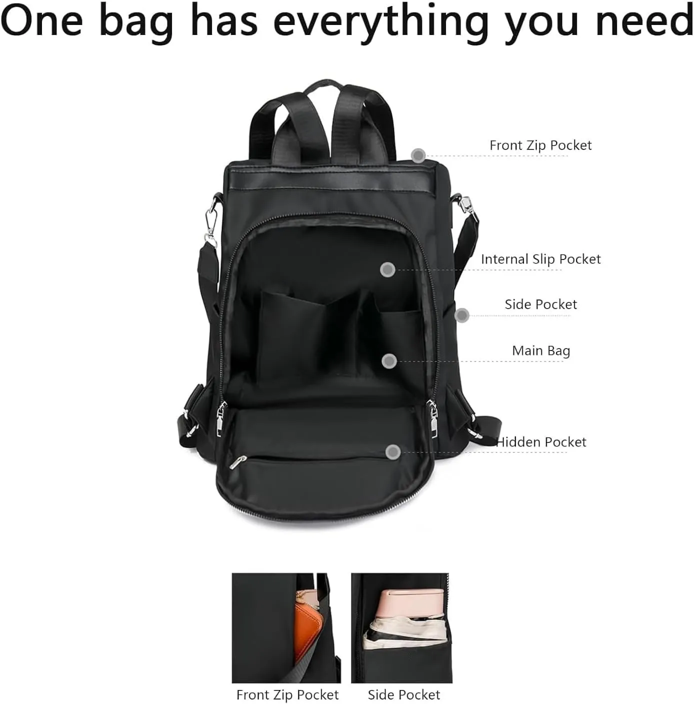 Subscrsidewa Anti-Theft Large Capacity Backpack, Travel Safe Backpack Anti Theft Women, Leisure Shoulder Bag for Women (Brown)