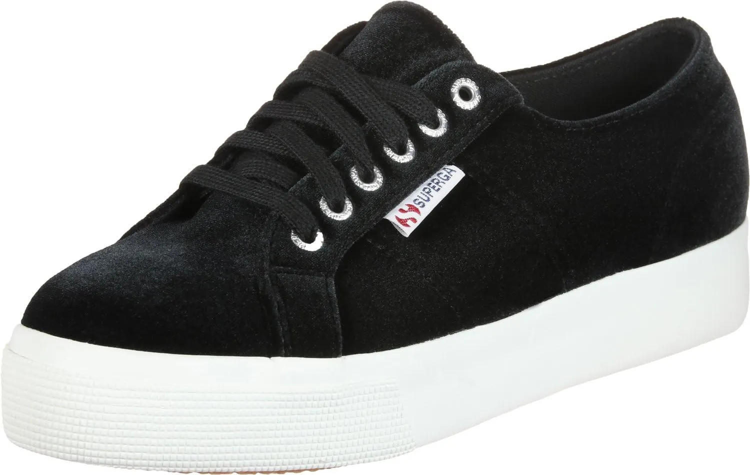 Superga Women's 2730-Velvetchenillew Trainers, Black Black 999, 8 US