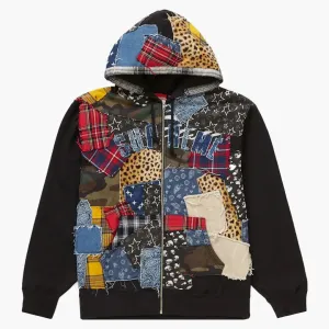 Supreme Patchwork Zip Up Hooded Sweatshirt Black