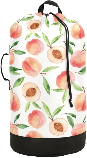 susiyo Juicy Fruit Peach Laundry Bag with Shoulder Straps Large Drawstring Laundry Bag for Dorm Apartment