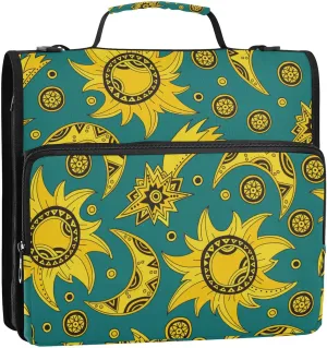 susiyo Space Sun Moon and Comets Zippered Binder Bag 3 Ring Binder Zipper Bag with Handle for Office Worker