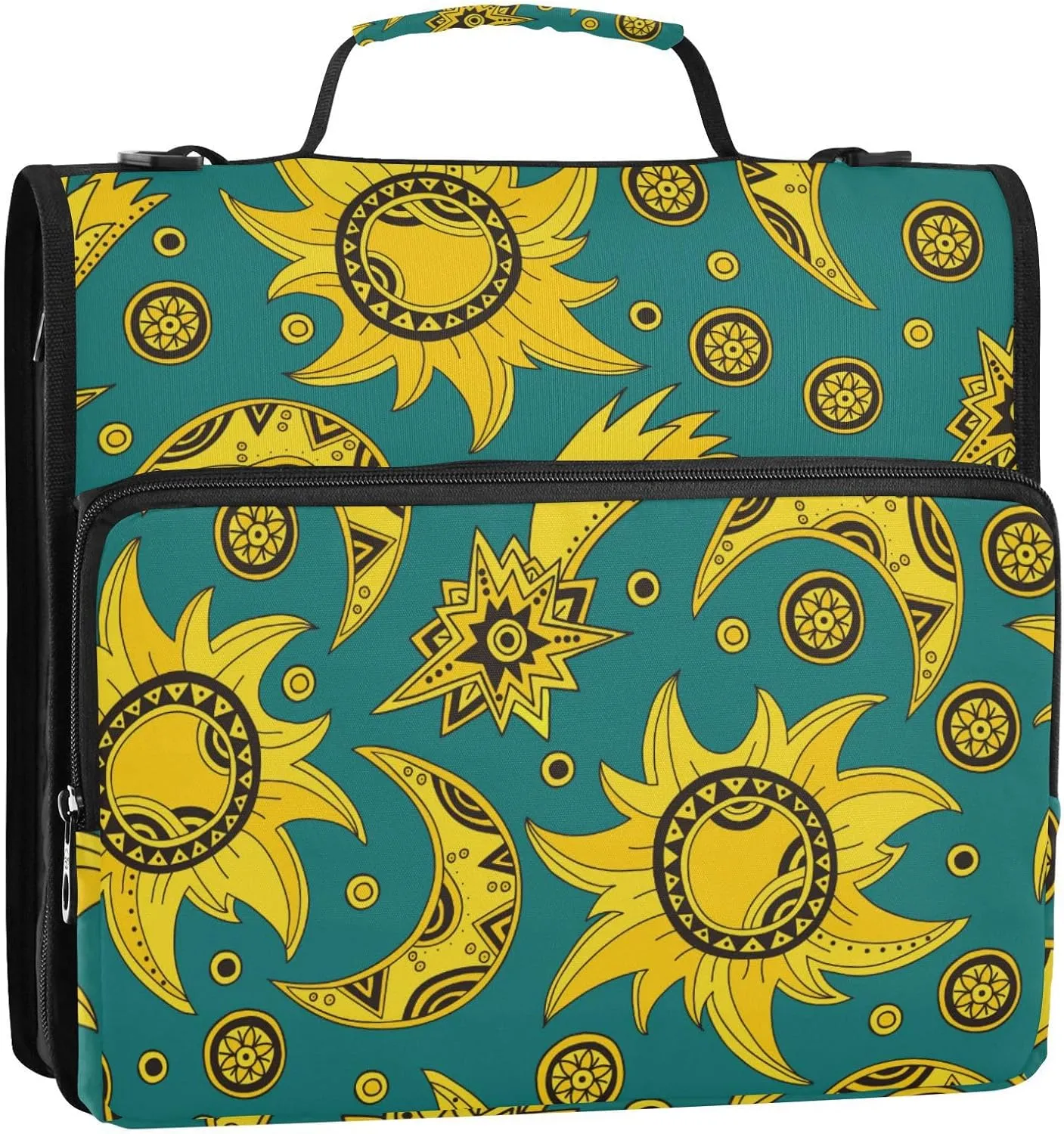 susiyo Space Sun Moon and Comets Zippered Binder Bag 3 Ring Binder Zipper Bag with Handle for Office Worker