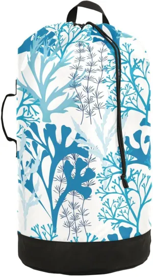 susiyo Underwater Corals and Seaweed Laundry Bag with Shoulder Straps Large Drawstring Laundry Bag for Dorm Apartment