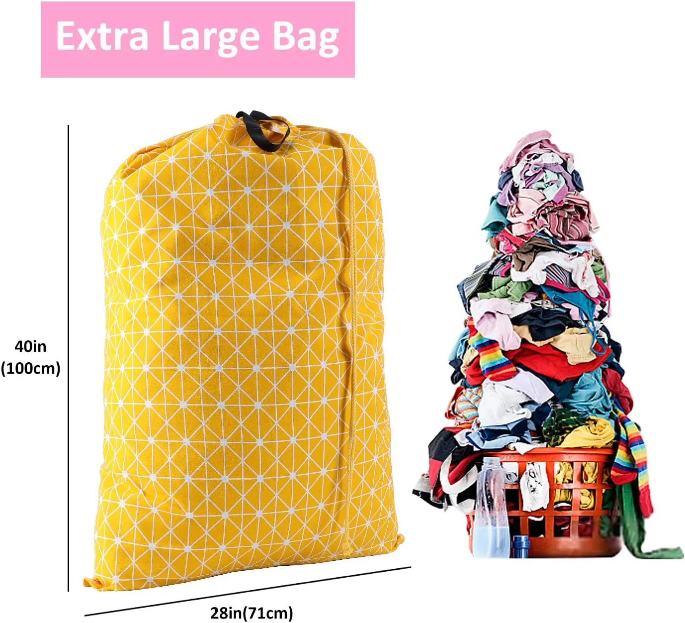 SWISSELITE Laundry Bag with Handle and Drawstring, Large Heavy Duty Laundry Bag, 28 x 40 Inches Travel Dirty Clothes Bag for Laundromat and Household