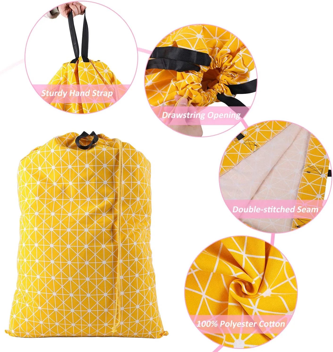 SWISSELITE Laundry Bag with Handle and Drawstring, Large Heavy Duty Laundry Bag, 28 x 40 Inches Travel Dirty Clothes Bag for Laundromat and Household