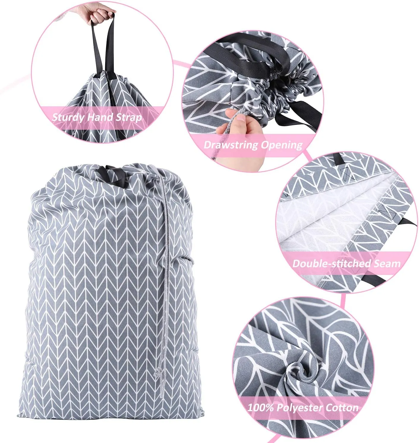 SWISSELITE Laundry Bag with Handle and Drawstring, Large Heavy Duty Laundry Bag, 28 x 40 Inches Travel Dirty Clothes Bag for Laundromat and Household