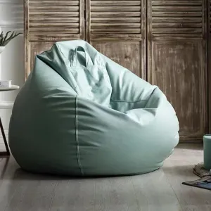 SXBCyan Big Luxury Sofa Pouf Cover Faux Leather Waterproof Lazy Bean Bag Chair No Filler Outdoor Beanbag Couch Puff (Color : Green, Size : 100CM)